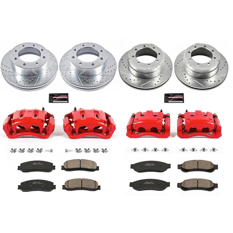 Power Stop Z23 Evolution Front and Rear Caliper Kit-Drilled/Slotted Rotors, Carbon Ceramic Brake Pads & Calipers For F-350 Super Duty Ford 2012 [Model Specific]