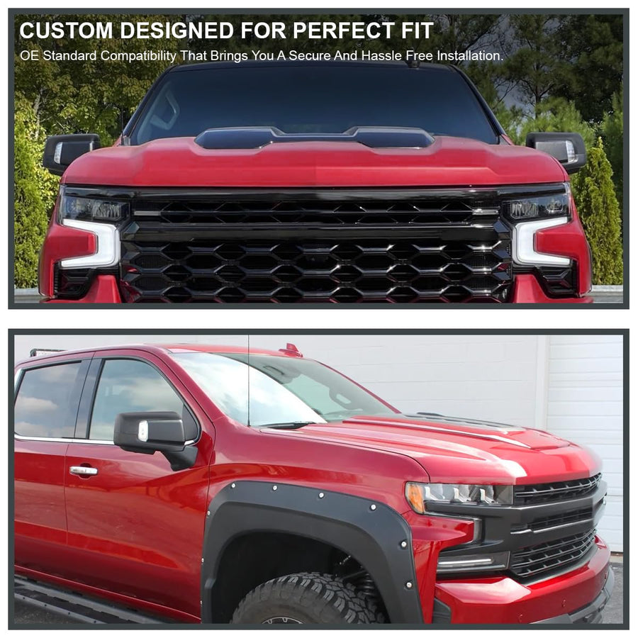 Spec-D Tuning Black Right Passenger Side Power Heated Manual Adjust Side Mirror w/Blind Spot + Temp Sensor Compatible with 2019-2025 Chevy Silverado 1500