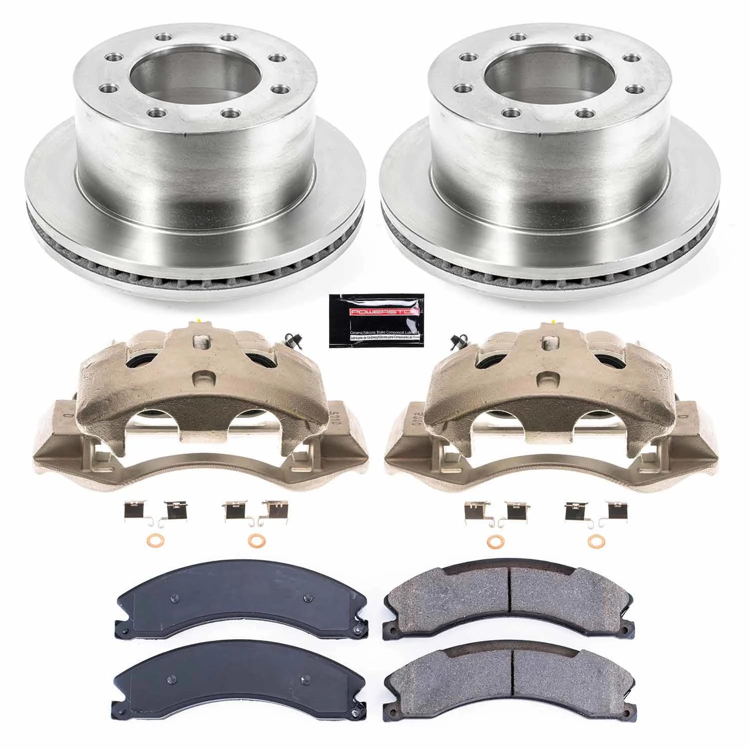 Power Stop KCOE7375 Rear Caliper Kit-OE Rotors, Ceramic Brake Pads, Autospecialty Calipers