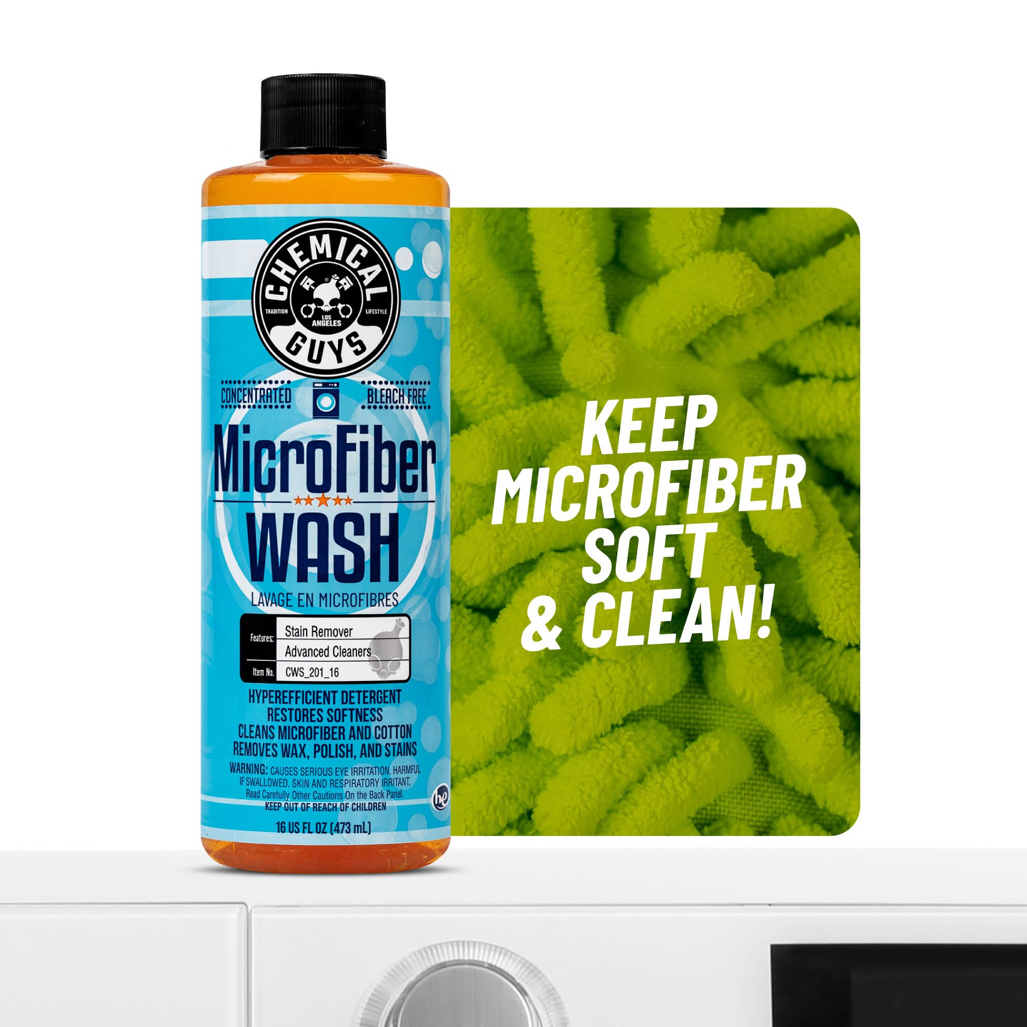 Chemical Guys Car Wash Towel and Microfiber Cleaning Cloth Detergent - Concentrated Cleaner for Towels, Microfiber Cloths, and Pads - Removes Dirt, Wax, Grease, Stains, Orange Scent - 128 oz