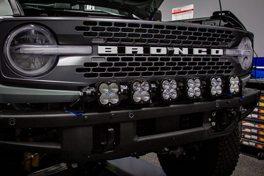 Baja Designs XL LED Linkable Sport Bumper Light Kit for Ford Bronco 2021-23 with OEM Plastic Bumper - Includes Upfitter Wiring Harness (Multi-Pattern; Clear Lens)