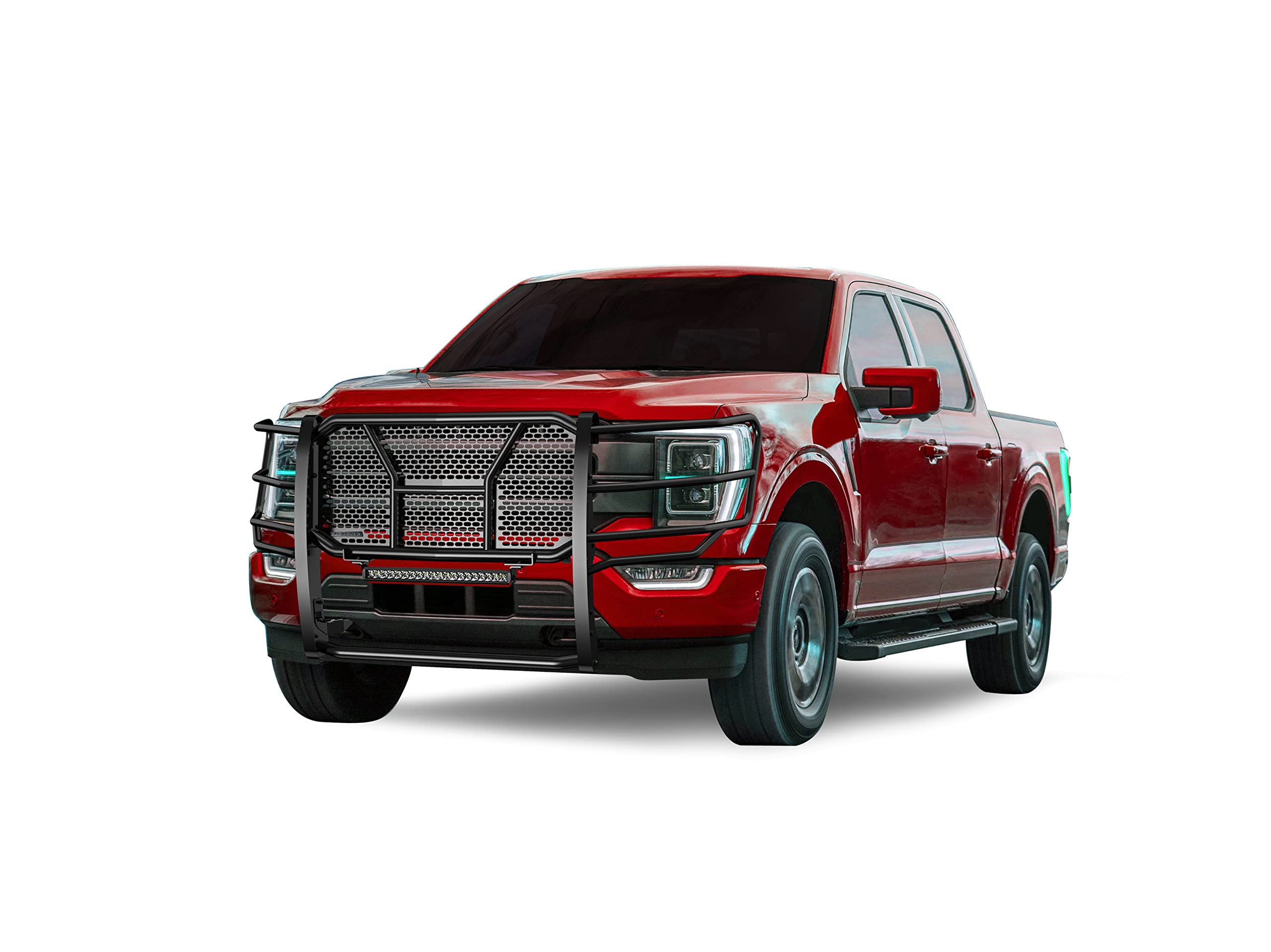 RUGGED Black Horse Heavy Duty Grille Brush Bumper Guard Modular Black Compatible with 2021-2024 Ford F-150-RU-FOF116-B-K2