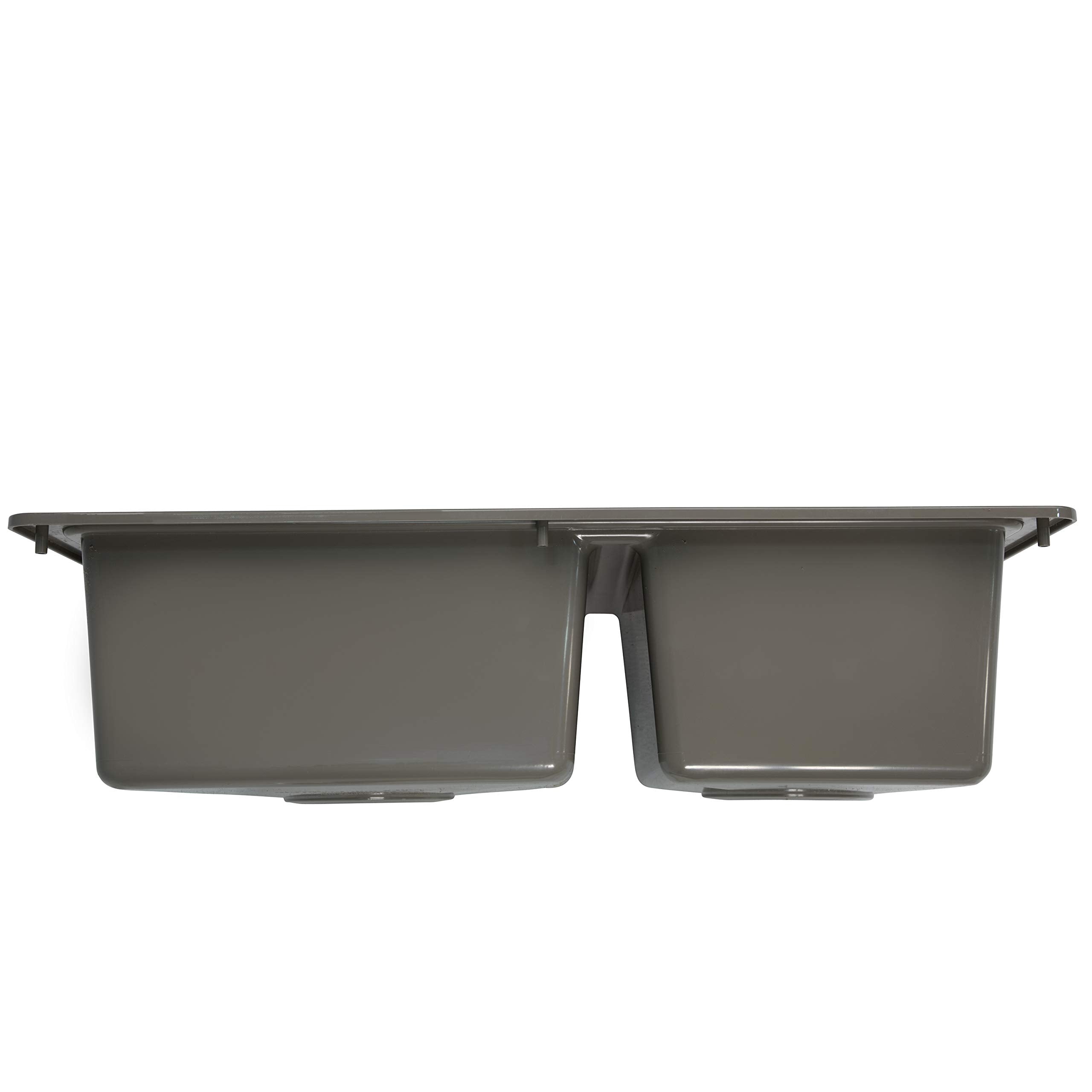 RV Double Kitchen Galley Sink CECIPA - 25" x 17" x 6.6" Stainless Steel Color ABS Plastic for 5th Wheel, Travel Trailer, Camper