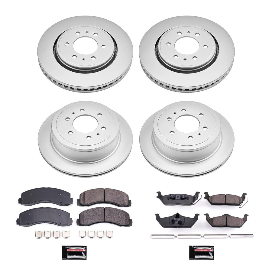 Power Stop CRK3166 Brake Rotor & Coated Ceramic Brake Pads- front & rear For Ford F-150 2010-2011 [Model Specific]
