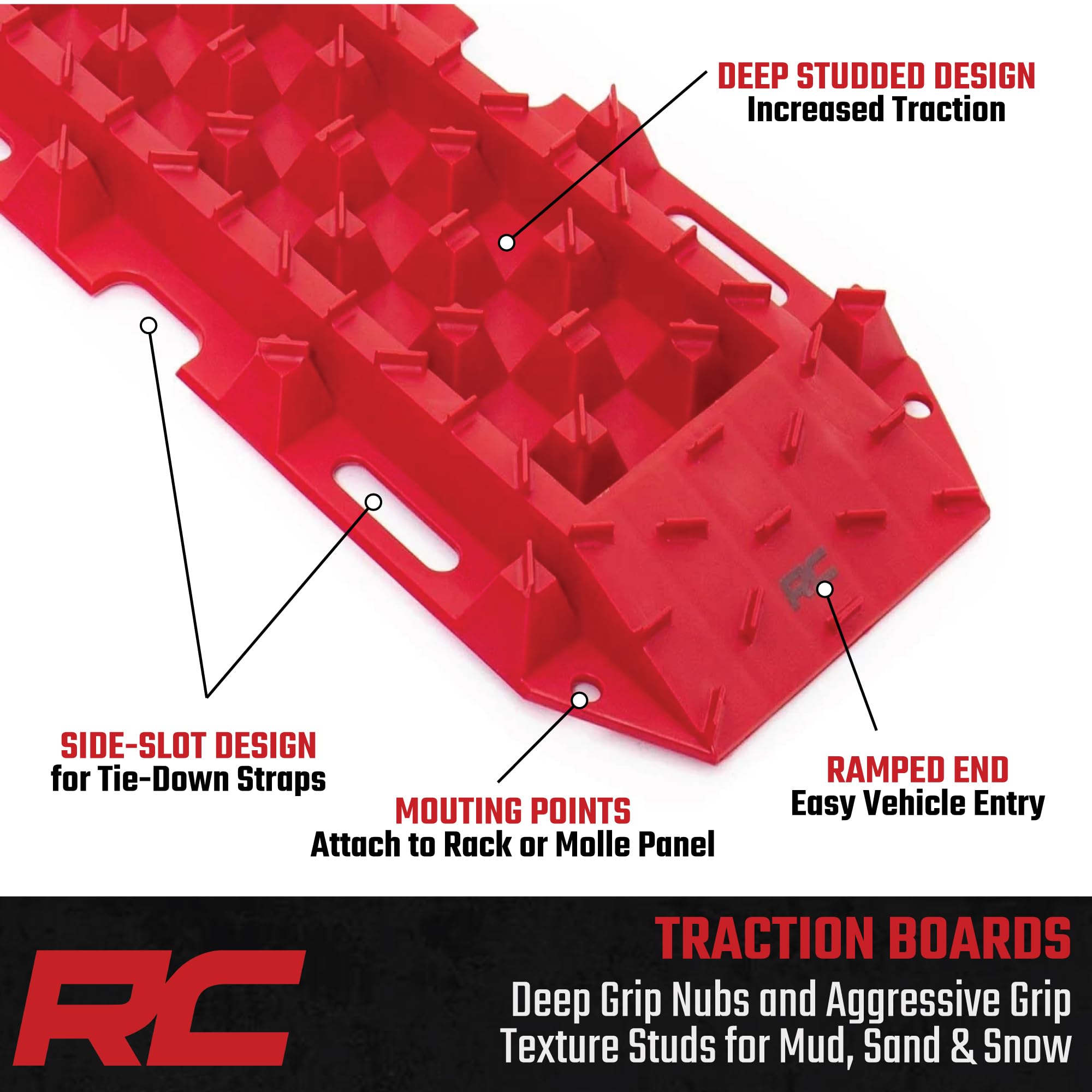 Deep Studded Rough Country Traction Boards | 45" Long x 13" Wide - 10590
