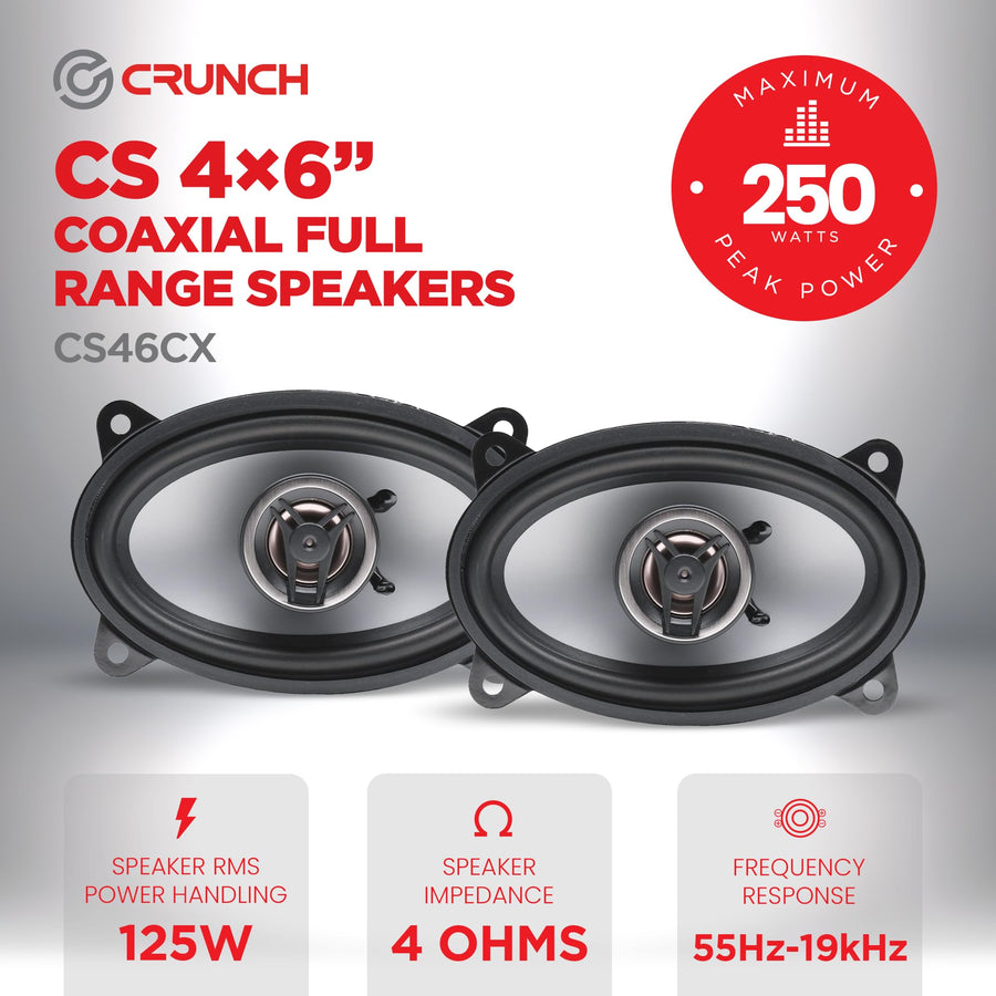 CS Series Crunch CS46CX Speakers (4" x 6", Coaxial, 250 Watts max)