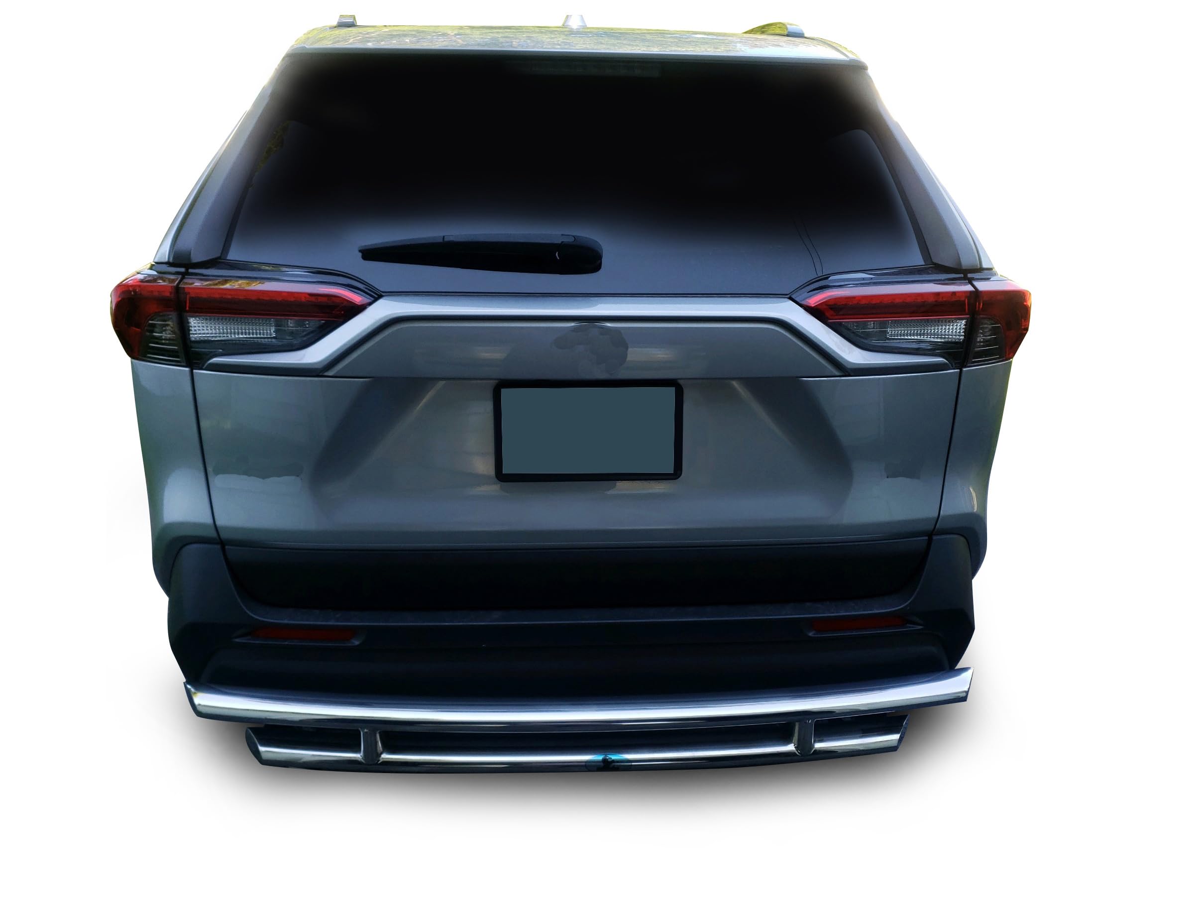 Rear Bumper Guard Black Horse Double Layer Stainless Steel Compatible with 2019-2024 Toyota RAV4|2021-2024 Toyota Venza-8D93947SS-DL