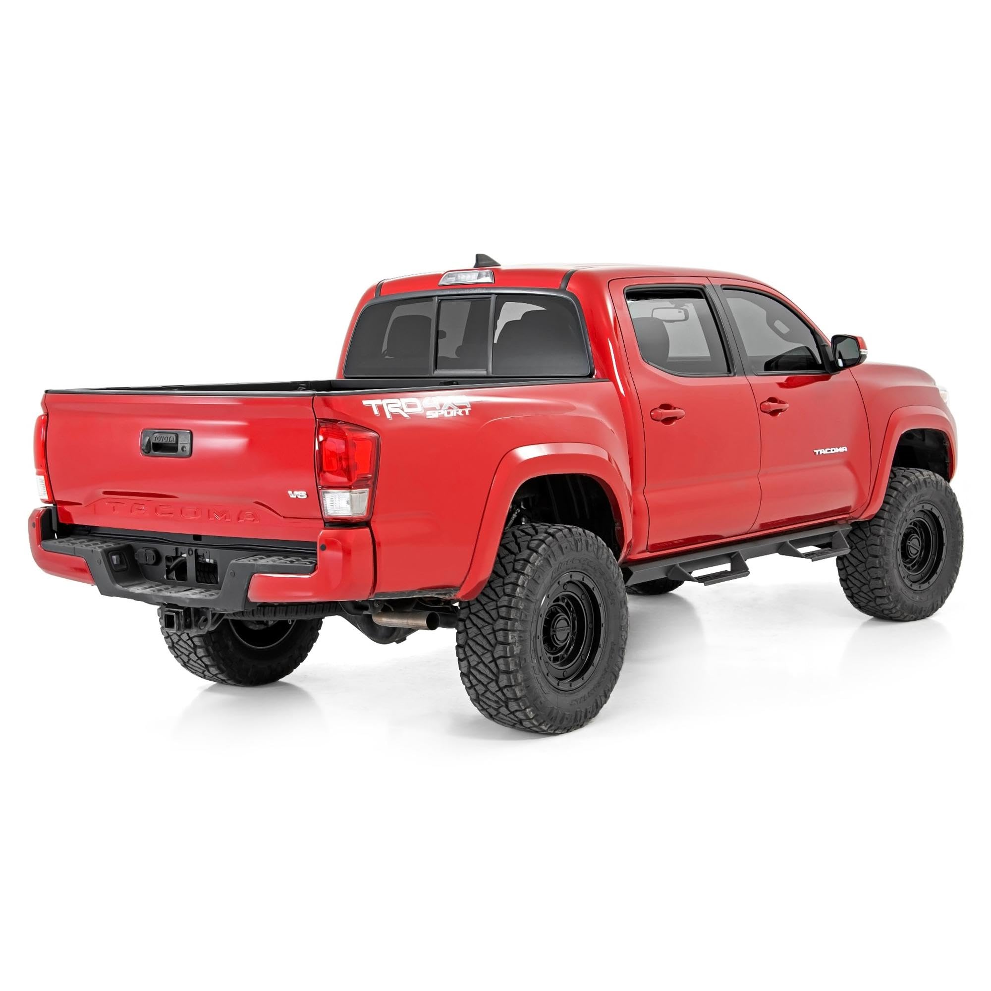 3.5" Rough Country Bolt-On Lift Kit with N3 Struts/N3 Rear Shocks for Toyota Tacoma 4WD (2005-2023) - Lifted Leaf Springs, Red Control Arms
