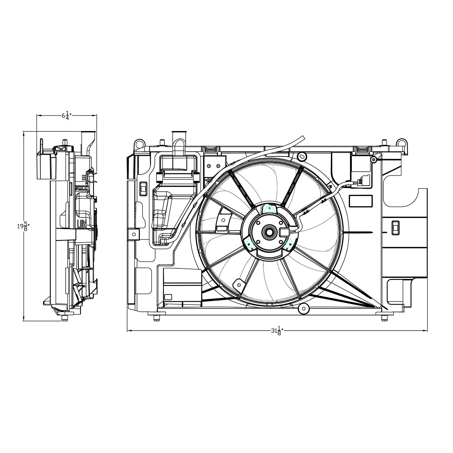 Compatible TYC 623150 with TOYOTA Prius c Replacement Dual Radiator and Condenser Fan Assembly, Black
