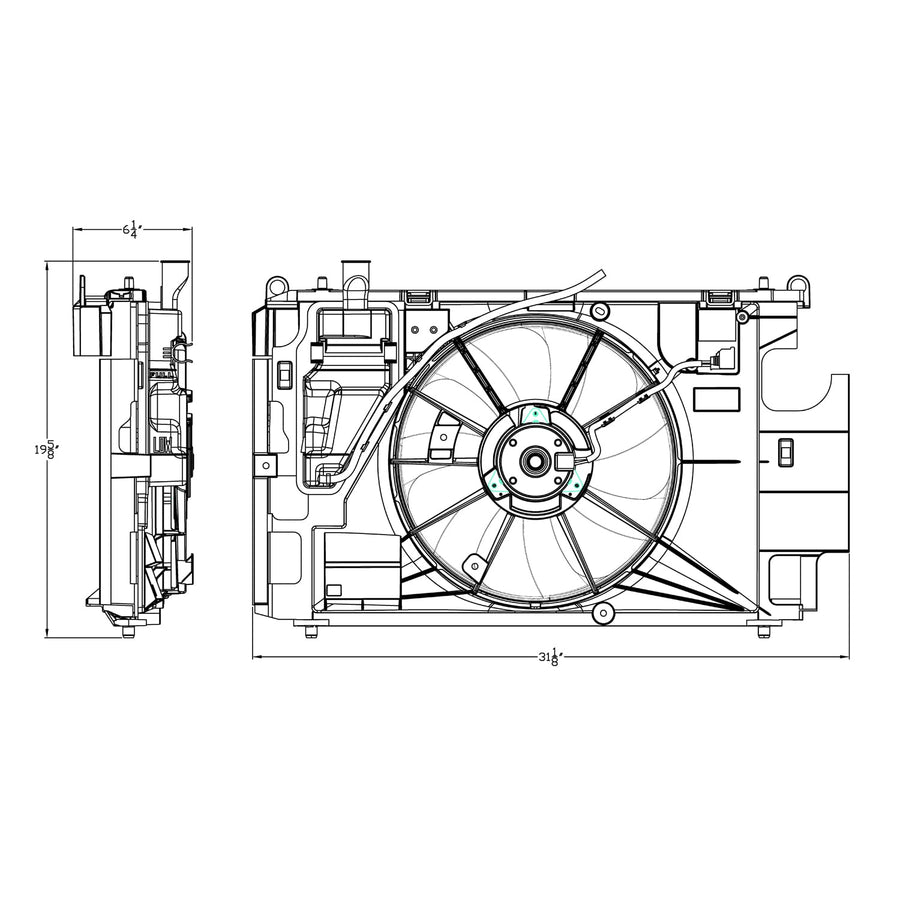 Compatible TYC 623150 with TOYOTA Prius c Replacement Dual Radiator and Condenser Fan Assembly, Black
