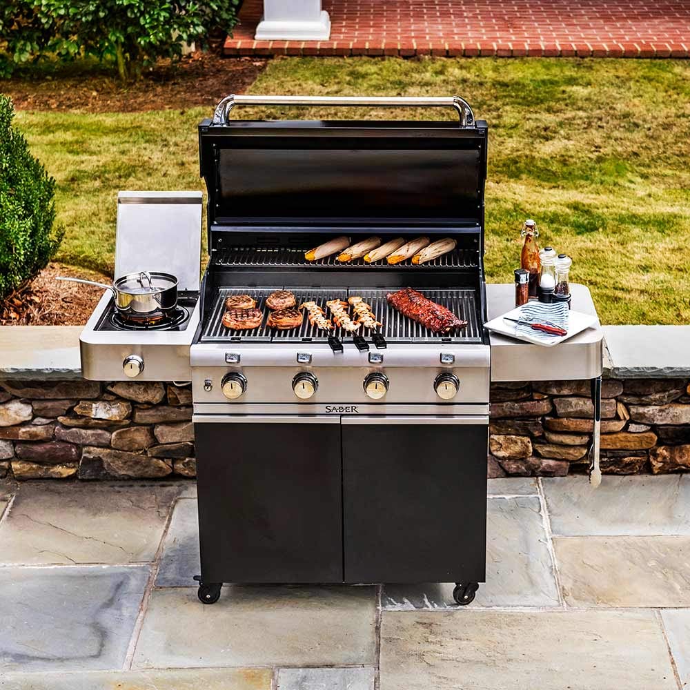 Saber Grills R67CC1117 4-Burner Cast Black Grill Cart