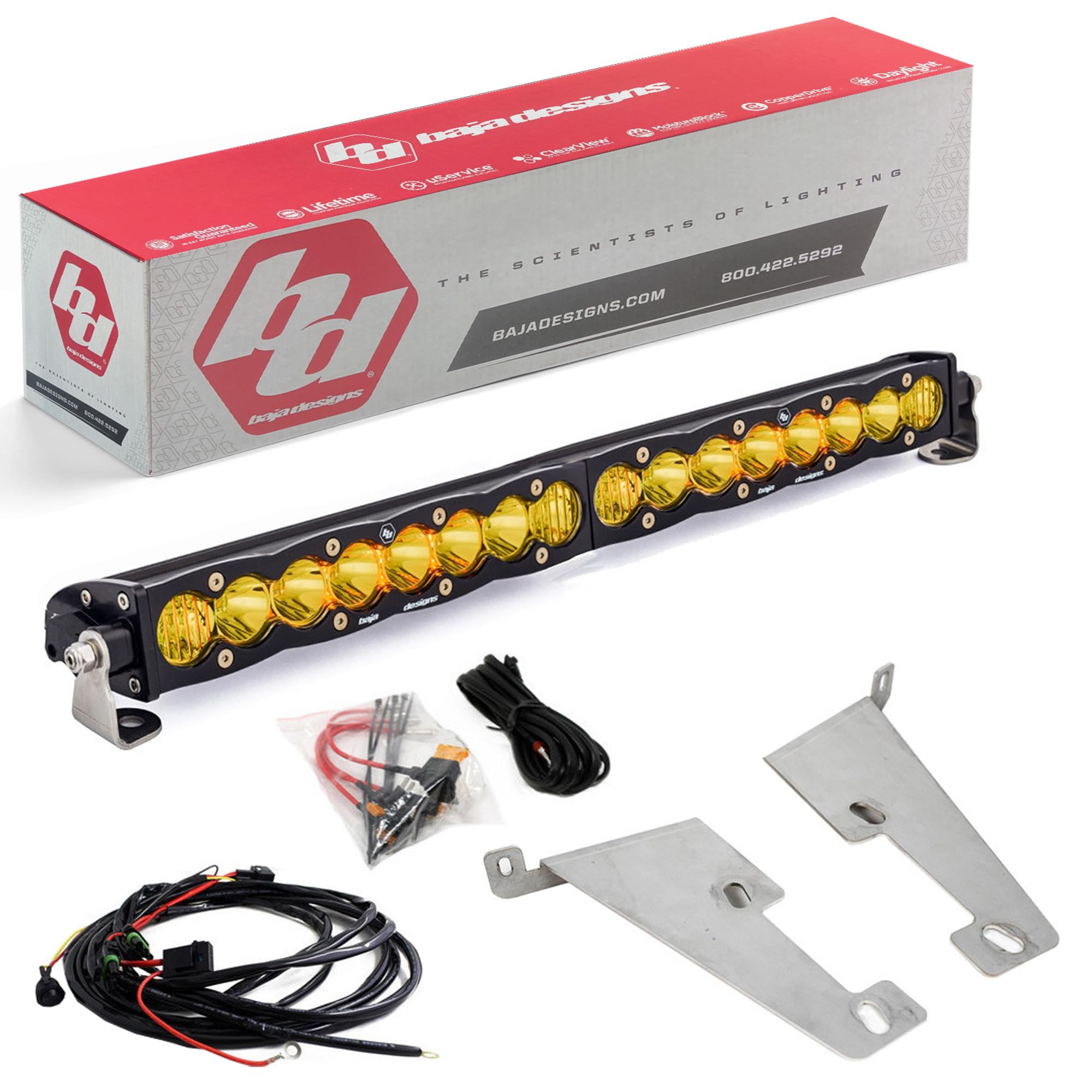 Baja Designs 20-inch S8 LED Light Behind Bumper Kit for Toyota Tundra Truck (Driving Combo; Amber)