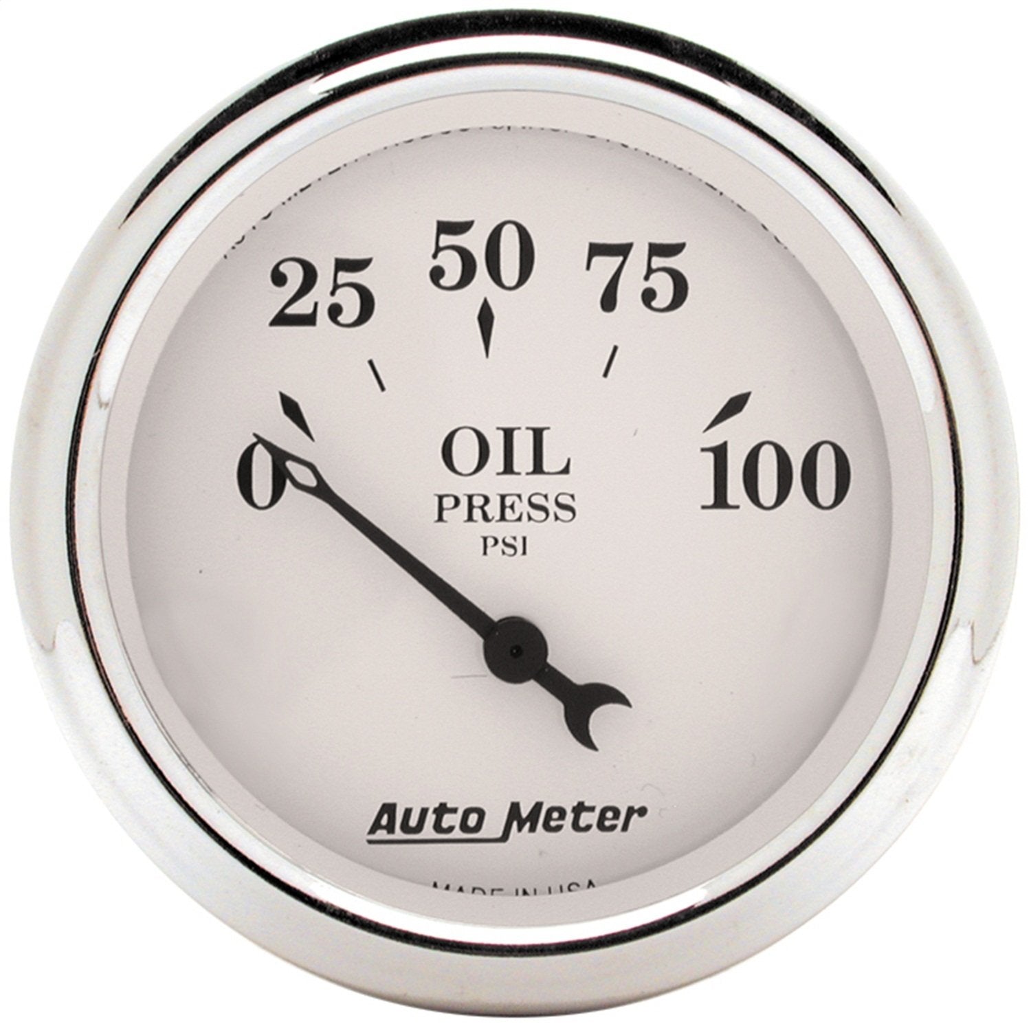 AUTO METER Old TYME 1628 White Mechanical Oil Pressure Gauge,2.3125 in.