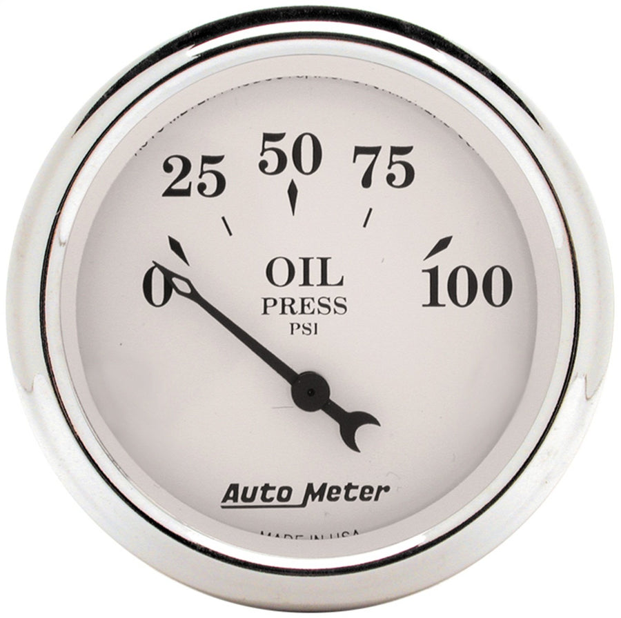 AUTO METER Old TYME 1628 White Mechanical Oil Pressure Gauge,2.3125 in.