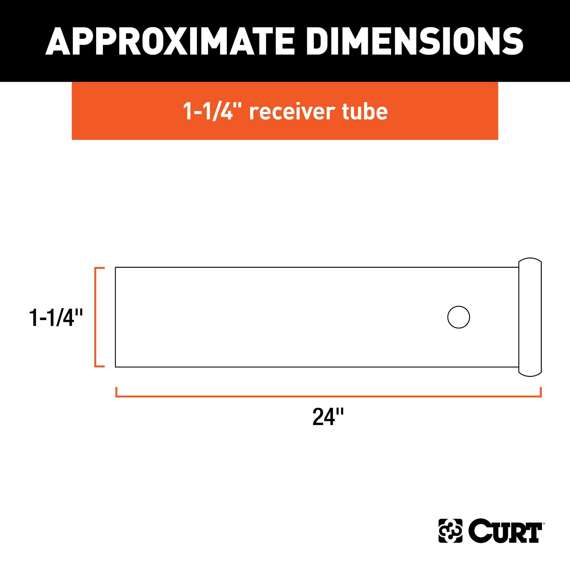 CURT 1-1/4-Inch x 24-Inch Weld-On Raw Steel Trailer Hitch Receiver Tube 49524