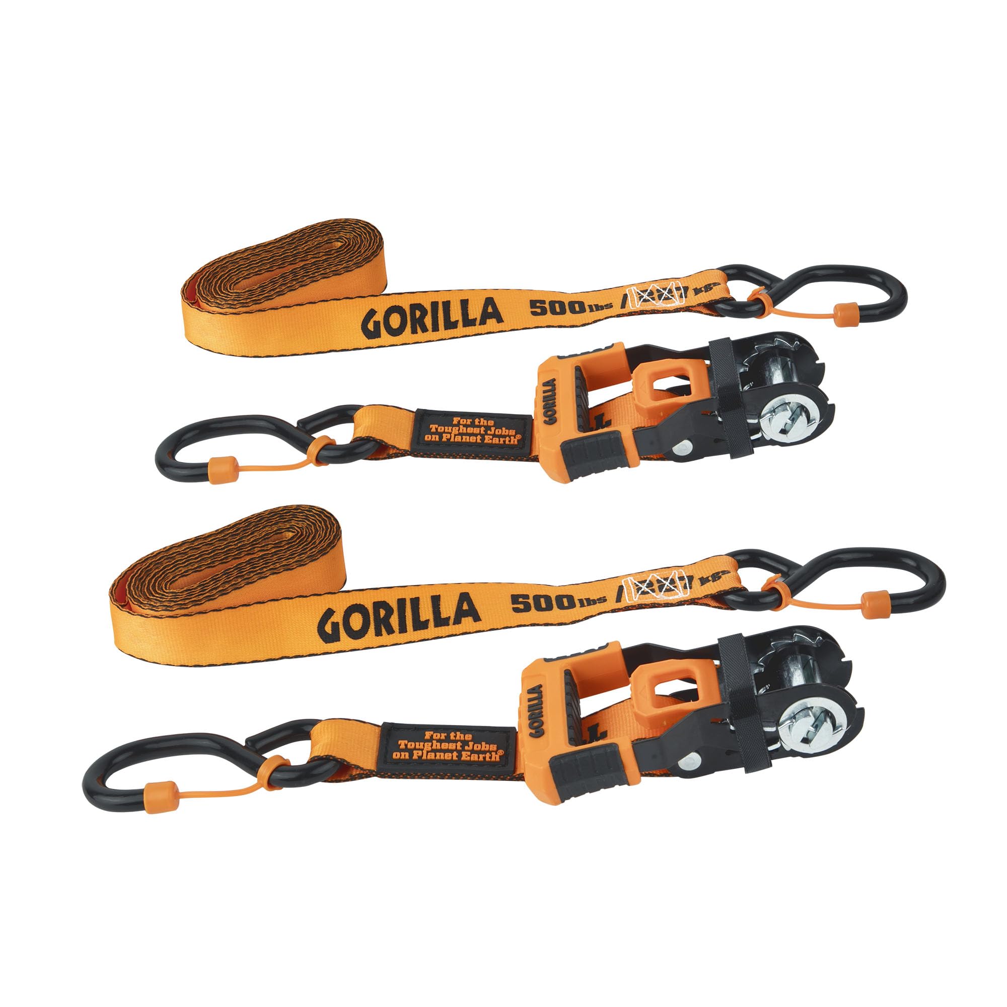 Gorilla 1" X 12' Ratchet Strap with Cap Locks and Gorilla-Grip Handle - Orange Webbing 92004E