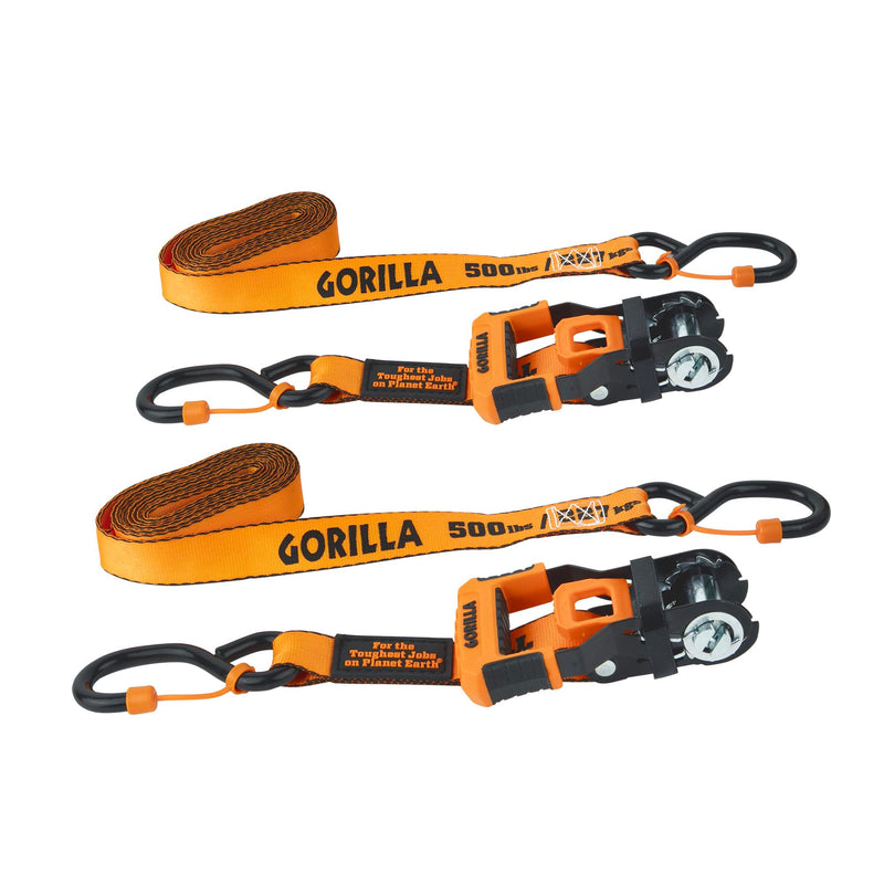 Gorilla 1" X 12' Ratchet Strap with Cap Locks and Gorilla-Grip Handle - Orange Webbing 92004E