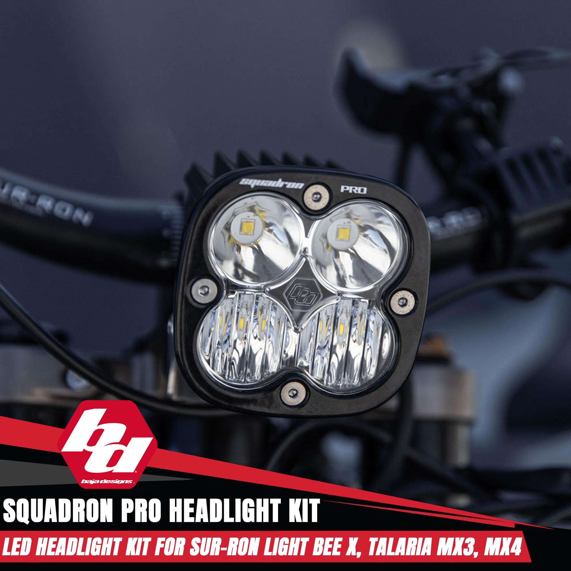 Squadron Pro Baja Designs Headlight Kit for Sur-Ron Light Bee X and Talaria MX3/MX4 (Driving Combo; Clear)