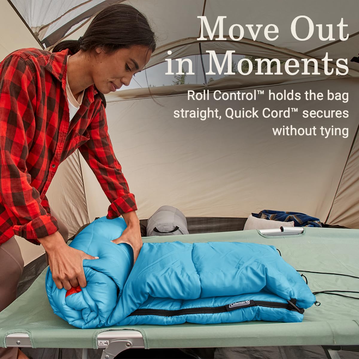 Coleman 30/40/50°F Flatlands Sleeping Bag, Made from 100% Recycled Material, Big & Tall Options, Cool-Weather Sleeping Bag for Camping, Sleepovers, Guests & More