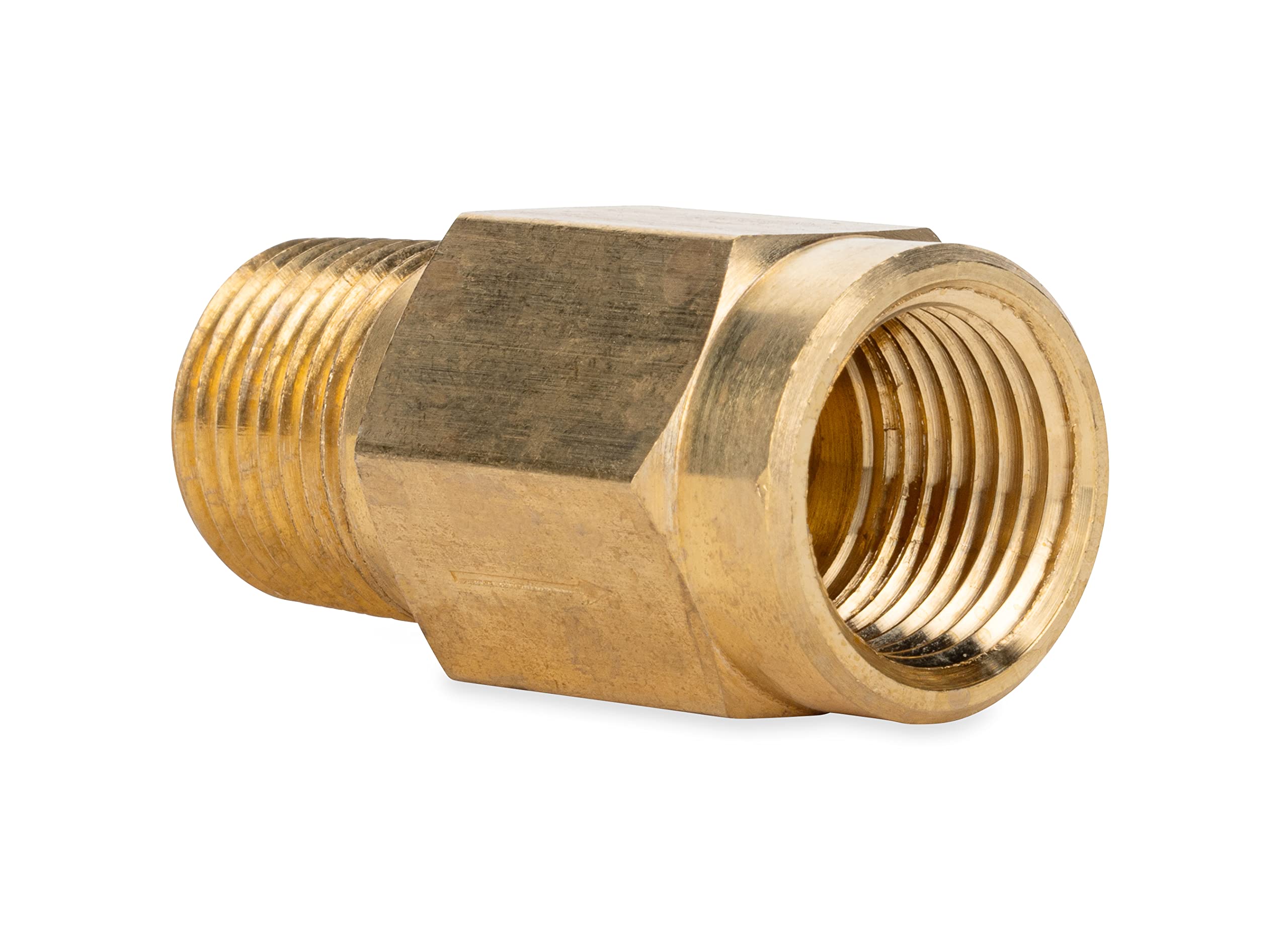 Camco Backflow Preventer RV Water Heater | Features a Heavy-Duty Brass with a Stainless Spring Construction and a 1/2-Inch Male x Female NPT (23303)