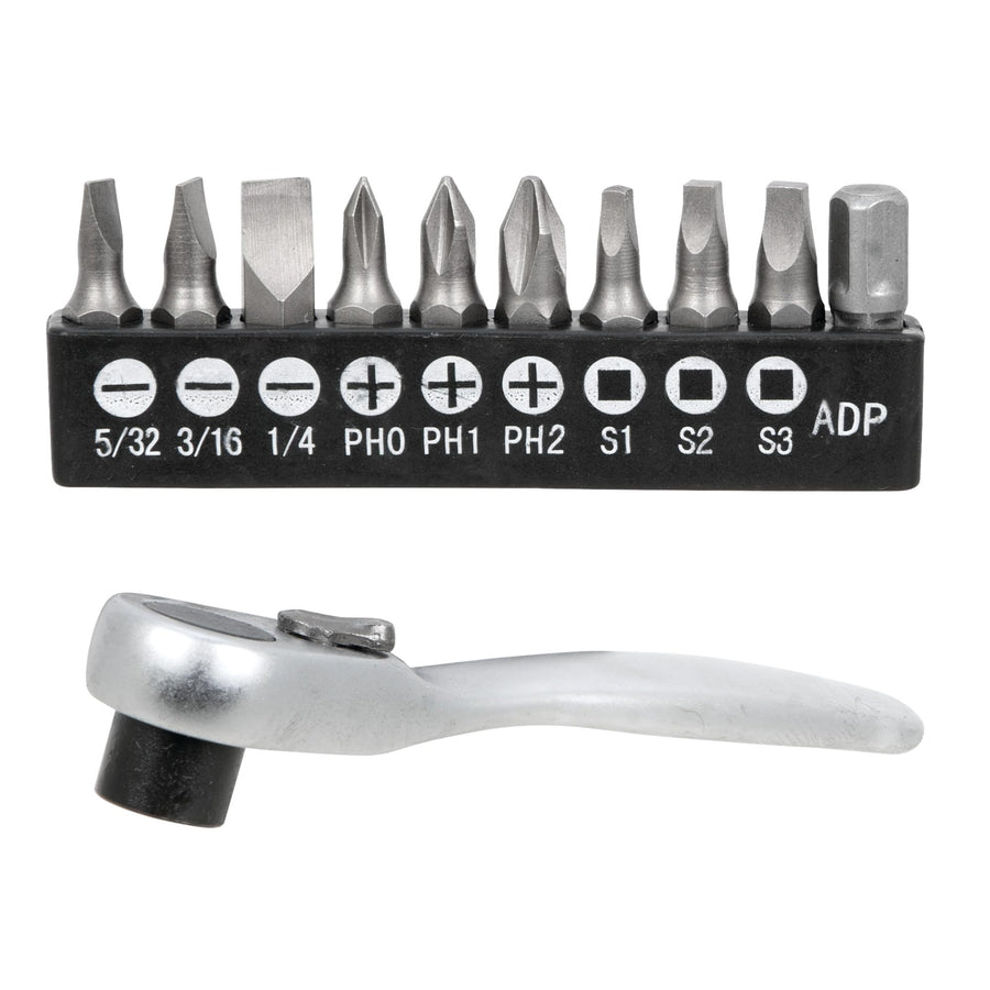 W9127 Performance Tool 72-Tooth Mini Ratchet & Bit Set with Chrome Vanadium Steel Construction and 10pc Bits