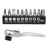 W9127 Performance Tool 72-Tooth Mini Ratchet & Bit Set with Chrome Vanadium Steel Construction and 10pc Bits