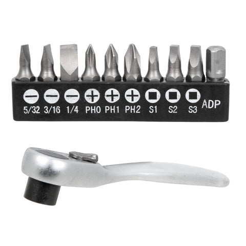 W9127 Performance Tool 72-Tooth Mini Ratchet & Bit Set with Chrome Vanadium Steel Construction and 10pc Bits