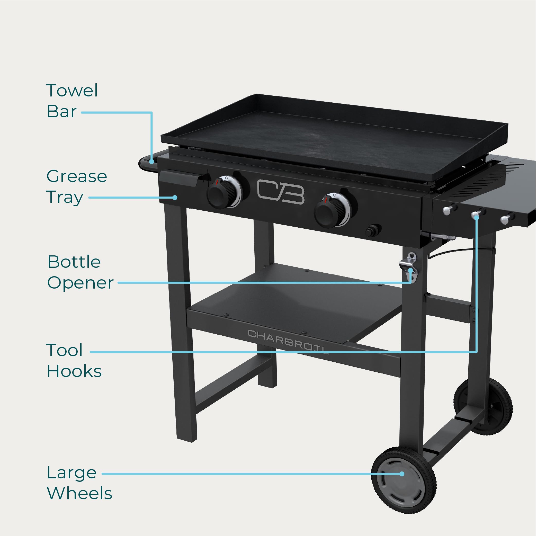 28" Charbroil Performance Series 2-Burner Propane Gas Griddle with Cart, Black - 463459924