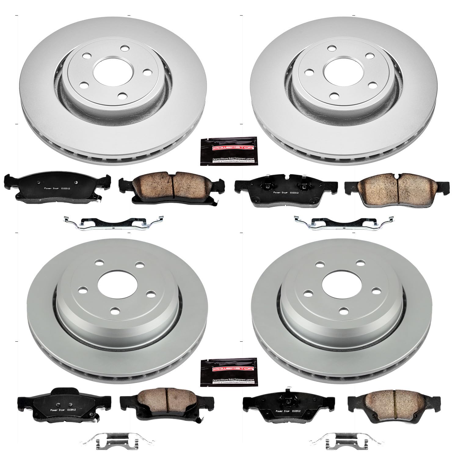 Power Stop CRK5955 Brake Rotor & Coated Ceramic Brake Pads- front & rear For Dodge Durango 2011-2020, Jeep Grand Cherokee 2011-2012 [Model Specific]