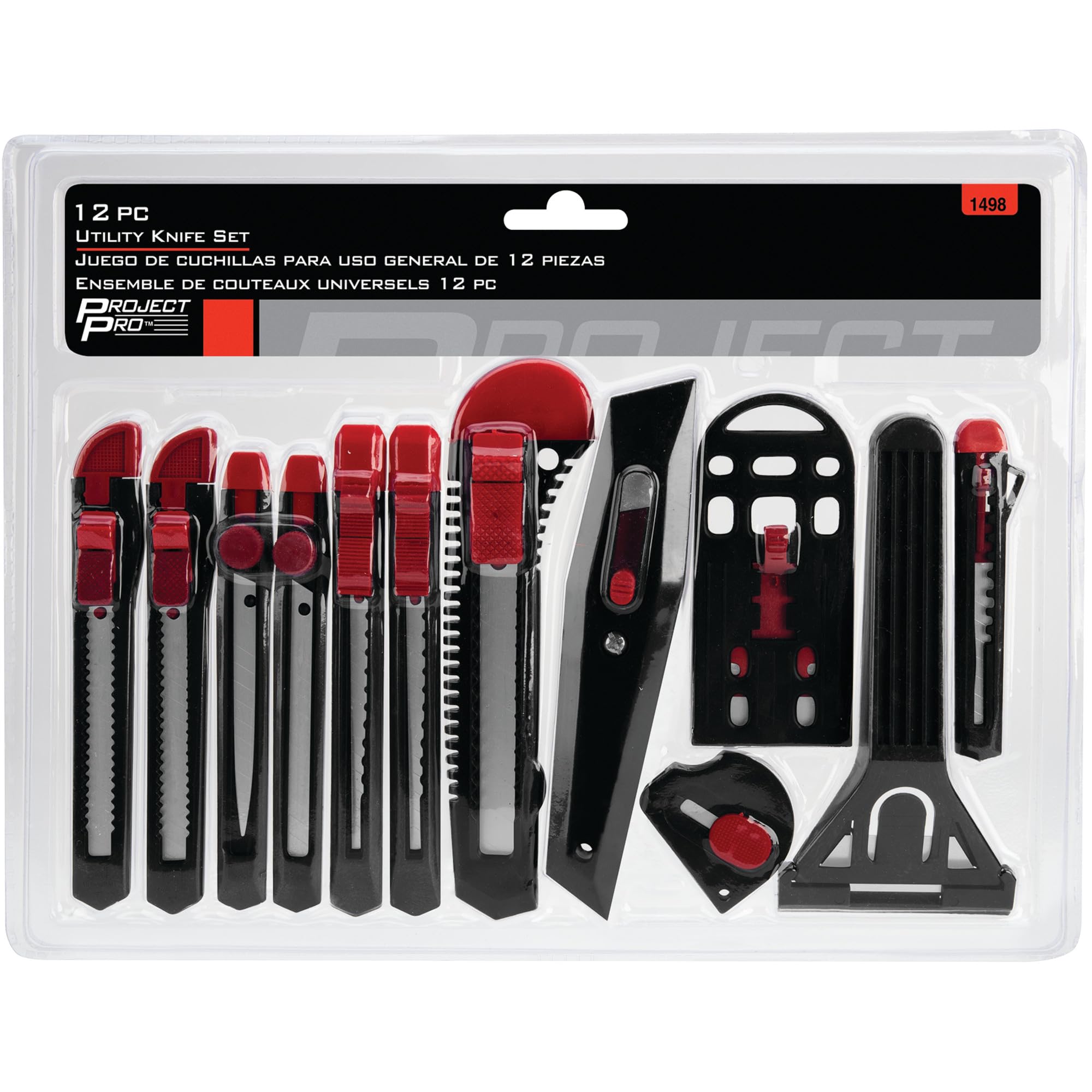Durable Performance Tool 1498 Plastic Body Assorted Snap Blade, Box Cutters, Scraper, and Knives Set for Precision Cutting and Scraping Tasks
