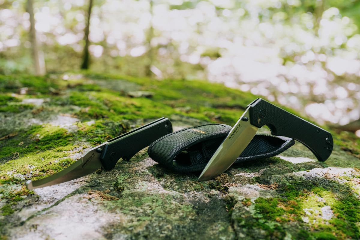 MUDDY Master Field Knife Set - Mikkel Willumsen Signature Collection | Two Durable 440 Steel Outdoor Hunting Knives with Ergonomic Glass-Filled Nylon Handles | Drop-Point Blade & Gut Hook Blade