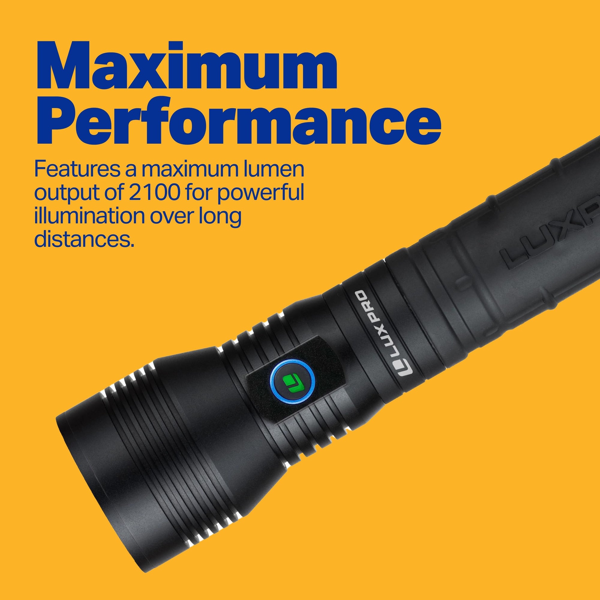 High-Output LUXPRO LP1305 Long-Range Handheld Flashlight - 2000 Lumens - Battery-Powered LED Flashlight for Power Outages, Camping & More - Batteries Included