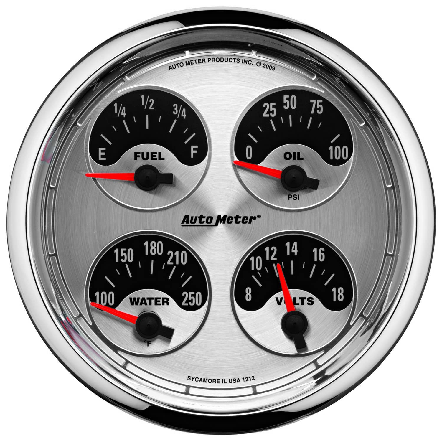 American Muscle Auto Meter 1225 5" 0-90 Ohm Quad Fuel Level Gauge