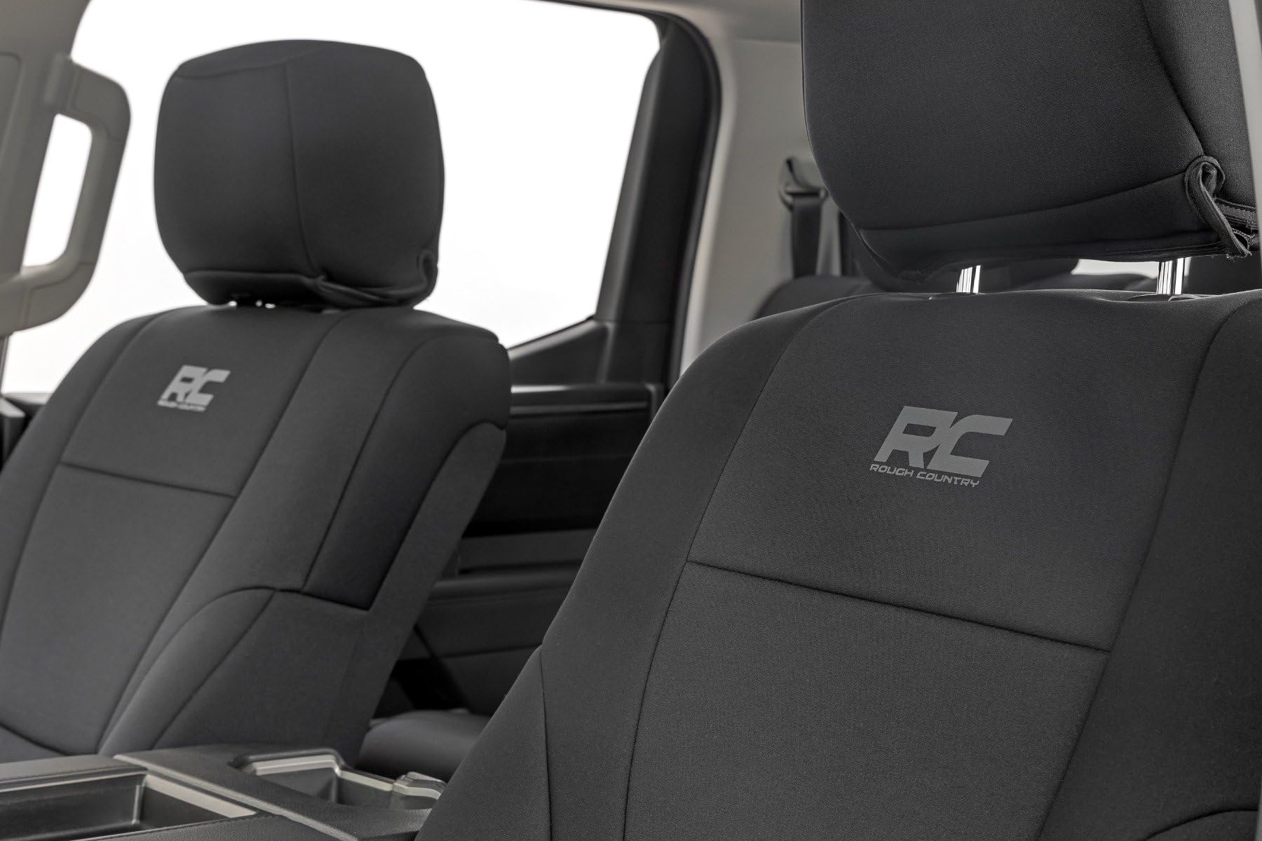 Rough Country Neoprene Seat Covers for Crew Cab Toyota Tundra (2022-2025) w/No Rear Cup Holder - Waterproof & UV Resistant, Foam Padded, Front & Rear Seat Cover Set