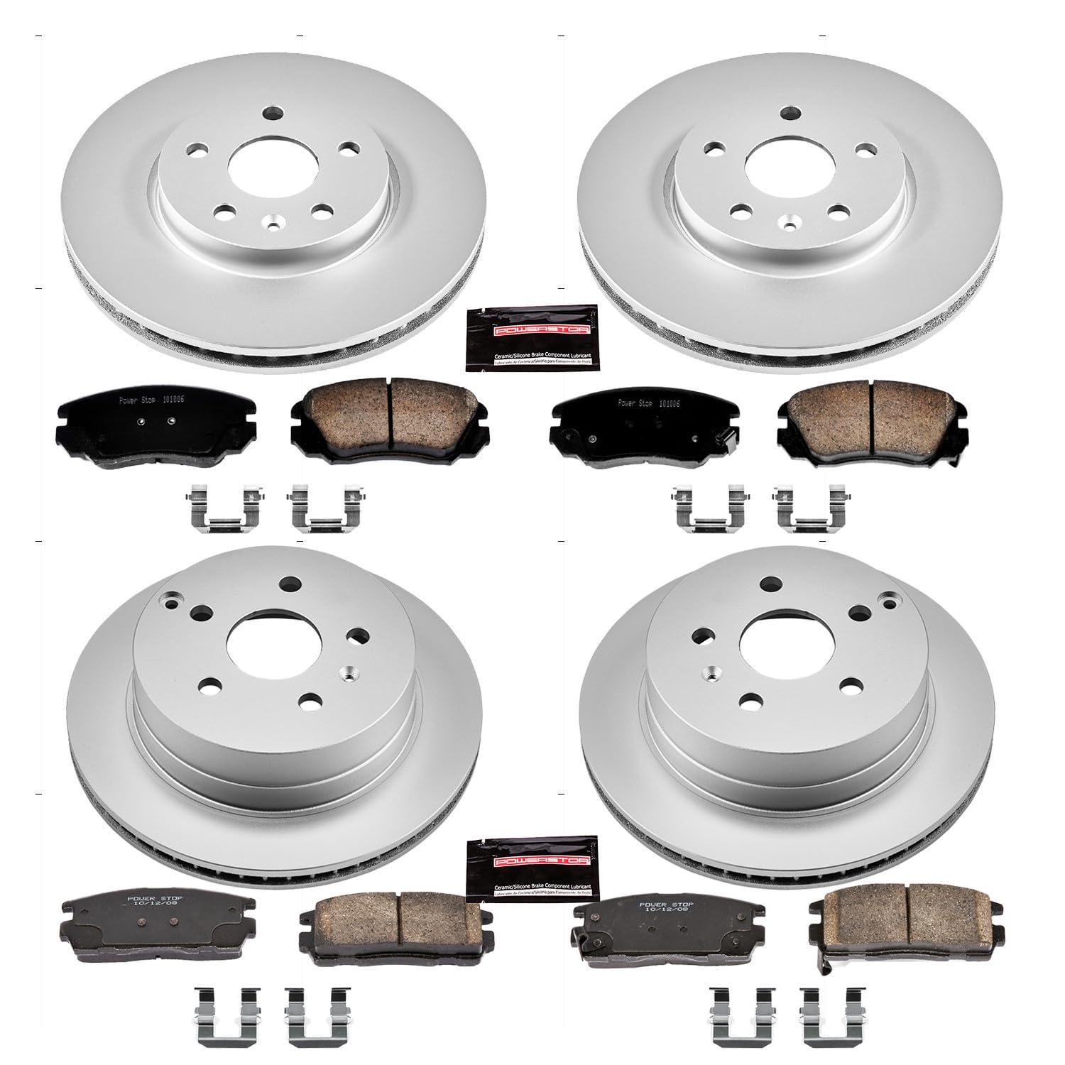 Power Stop CRK5516 Brake Rotor & Coated Ceramic Brake Pads- front & rear For Chevrolet Equinox 2010-2017, GMC Terrain 2010-2017 [Model Specific]