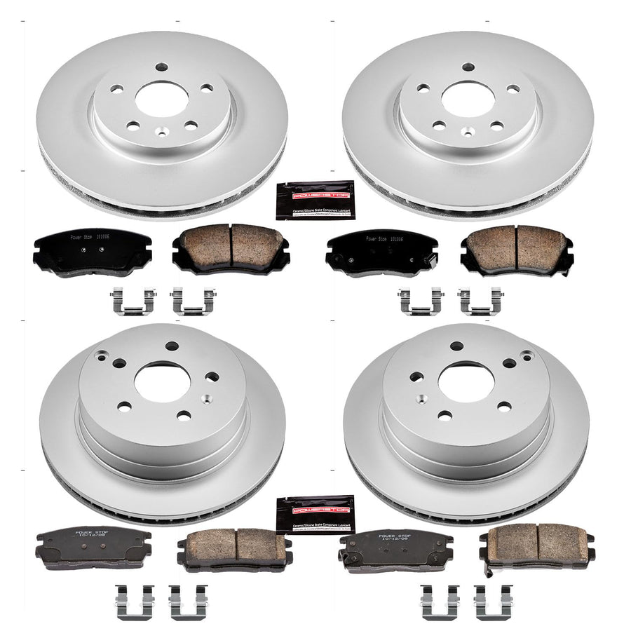 Power Stop CRK5516 Brake Rotor & Coated Ceramic Brake Pads- front & rear For Chevrolet Equinox 2010-2017, GMC Terrain 2010-2017 [Model Specific]