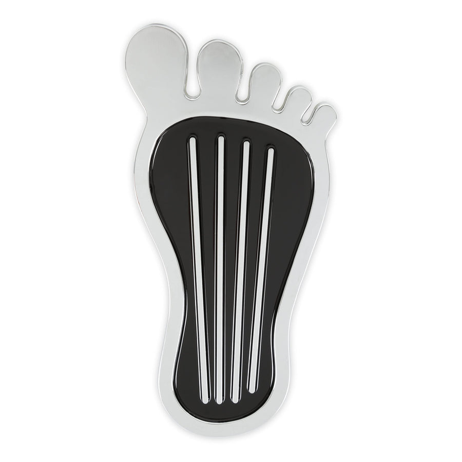 Foot Print Gas Pedal Pad Mr. Gasket - Aluminum - Chrome & Painted Black Trim