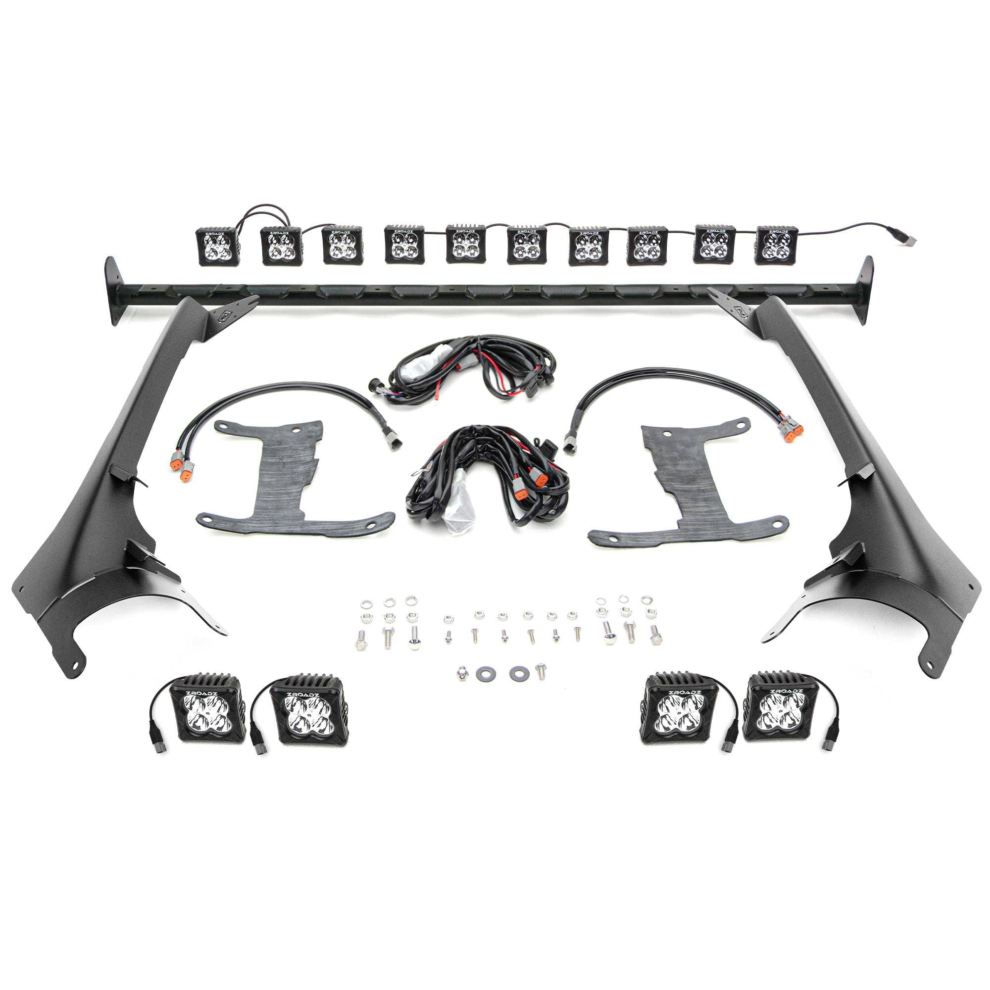 ZROADZ Front Roof LED Kit Z934931-KIT4AW 2019-2022 Jeep Gladiator Black
