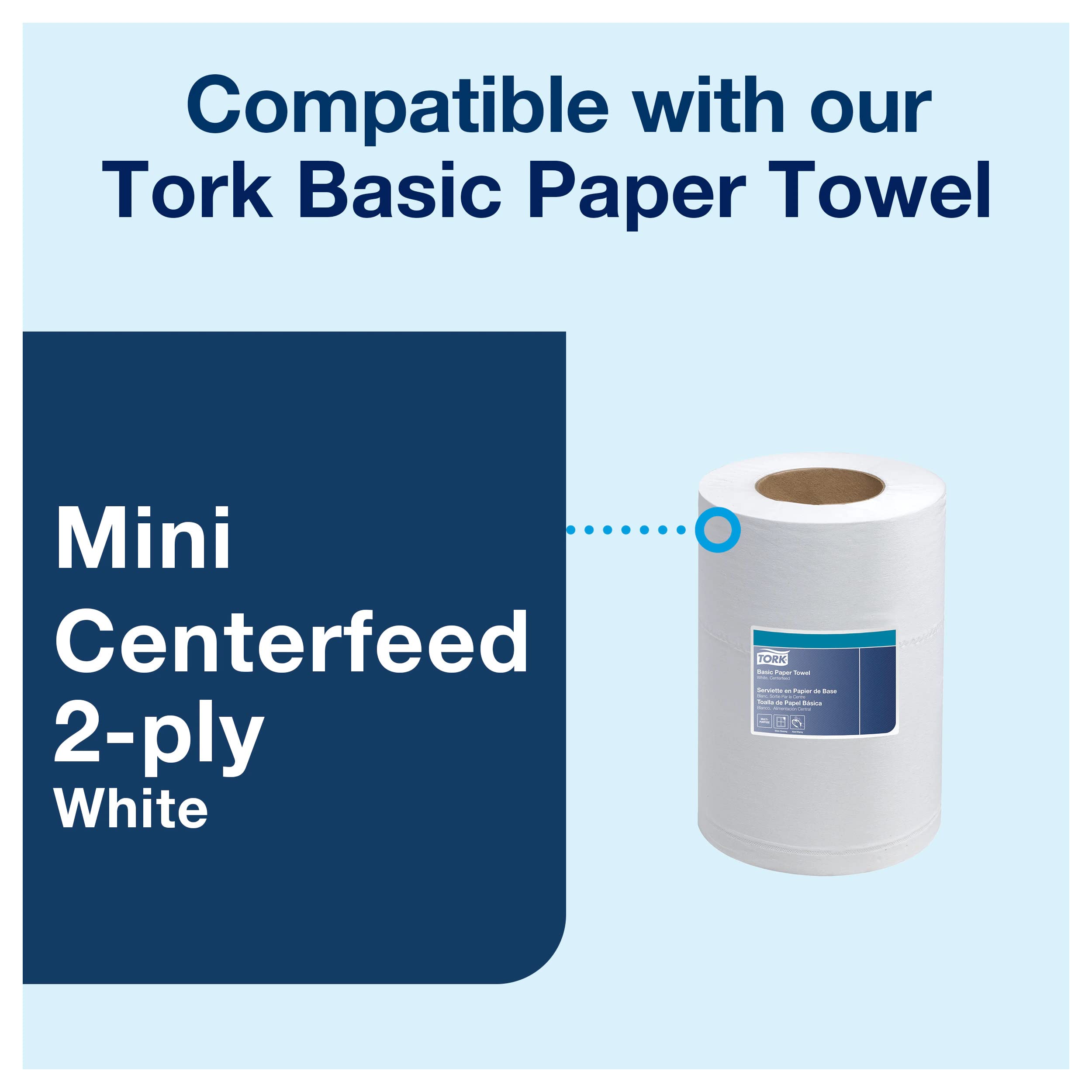 Tork Black Mini Centerfeed Towel Dispenser M1, One-Handed Operation, Elevation Range, 558028A