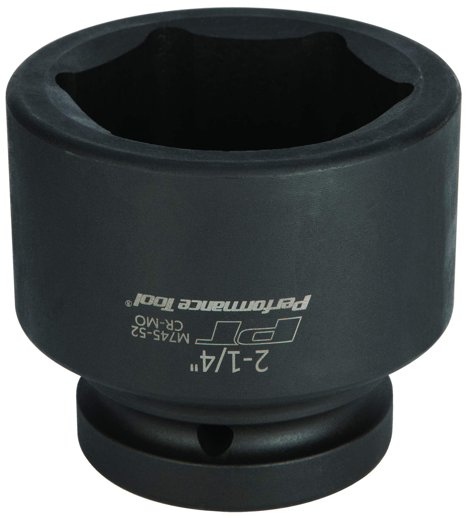 M745-52 Performance Tool 1 In Drive 2-1/4 In Impact Socket for Heavy-Duty Automotive Repairs and Maintenance Jobs with High-Torque Output Capability, Black
