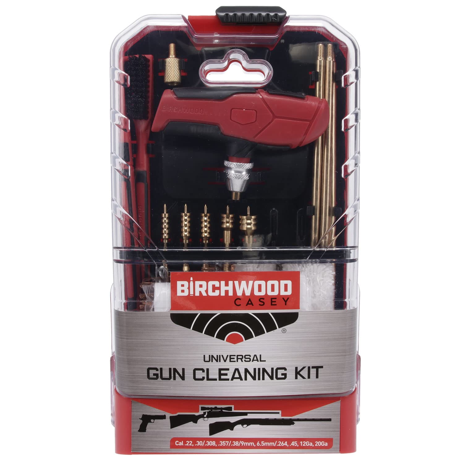 Birchwood Casey Gun Cleaning Kit Universal | Durable Versatile Gun Maintenance Cleaning Tools Set of 22 | Brushes, Mops, Jags, Patches, Rod, T-Handle, Magnetic Strip & Case Included