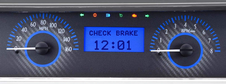Dakota Digital VHX-66C-CVL-C-B Analog Gauge Instrument System Compatible with 1966-67 Chevy Chevelle/El Camino Carbon Fiber Blue Backlighting