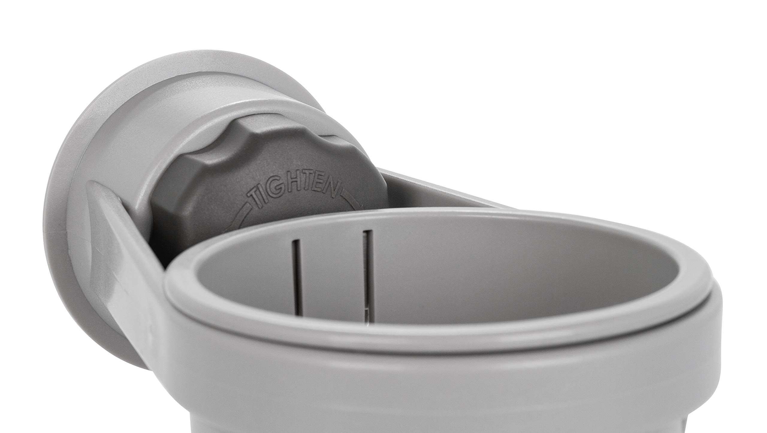 Cup Holder Camco with Mechanical Suction Cup - Provides a Secure Location for Your Beverage - Compatible with Most Cups, Cans, Bottles and Tumblers - Gray (53091)