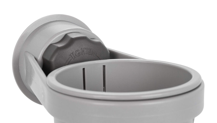 Cup Holder Camco with Mechanical Suction Cup - Provides a Secure Location for Your Beverage - Compatible with Most Cups, Cans, Bottles and Tumblers - Gray (53091)