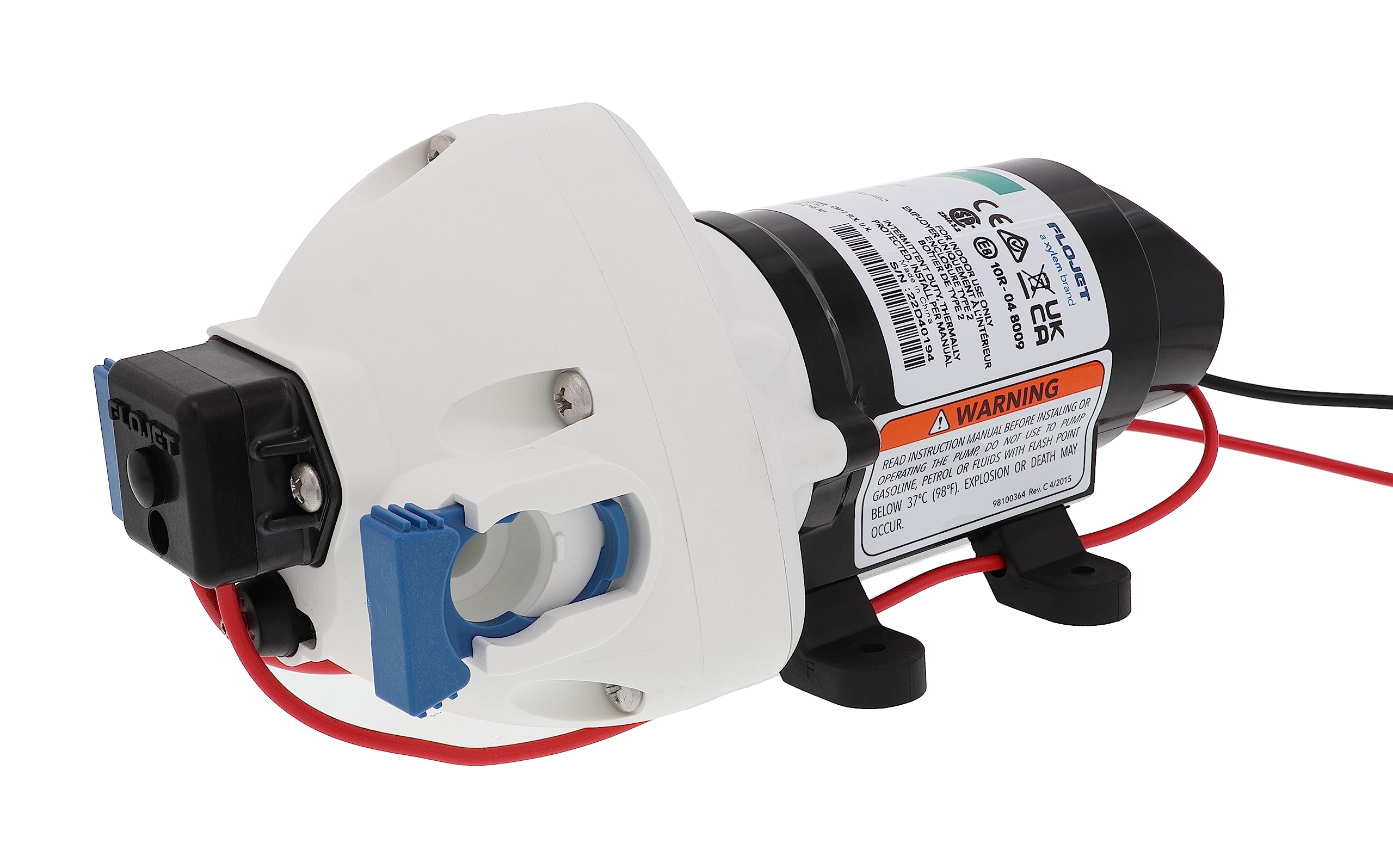 RV Water Pump Flojet R3526144D, 12 VDC 3-Chamber - Small Water Pump Ideal for Boats/Camper-Trailers - 3 GPM, 50 PSI - Self-Priming - Corrosion-Resistant & Quiet - Auto Shut-Off - Withstands Up to 160F
