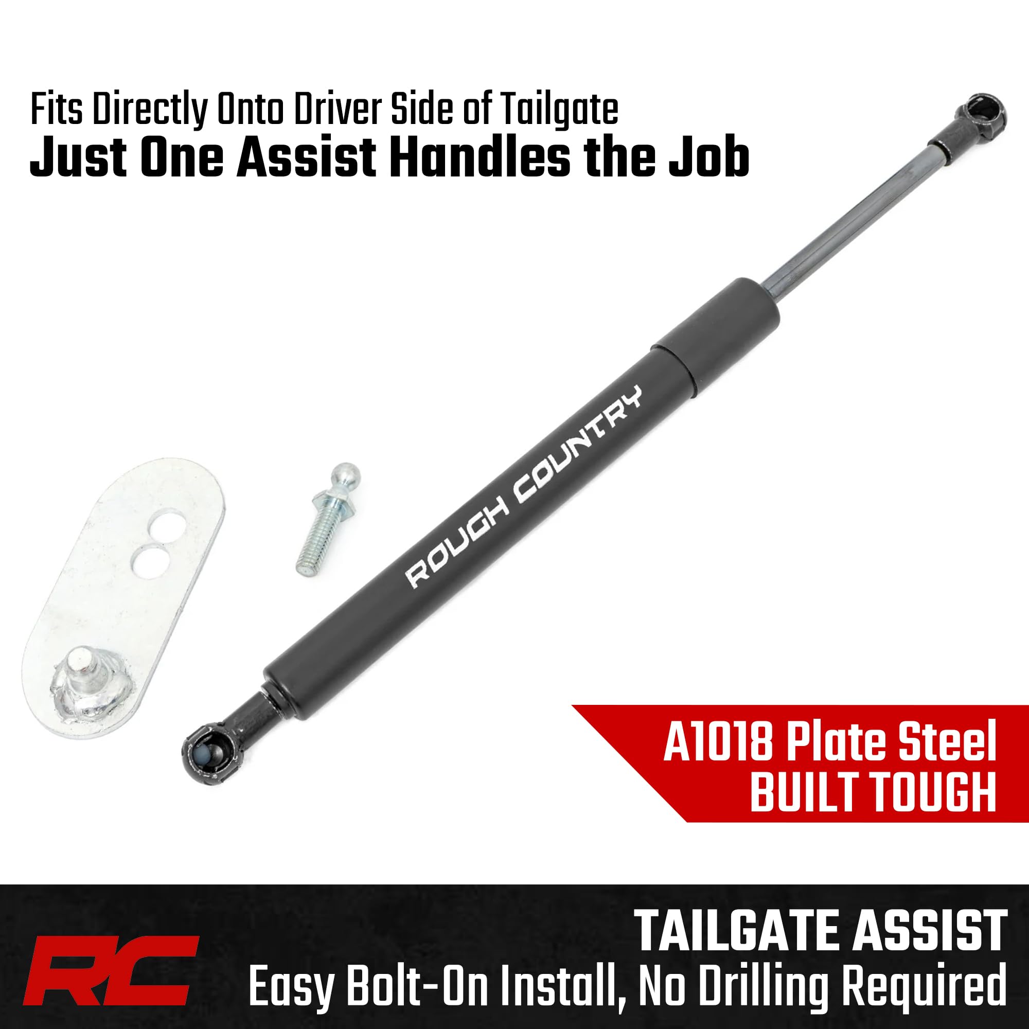 Rough Country Tailgate Assist Driver-Side for Ram 1500 2WD/4WD (2019–2026), Slow-Release Damper