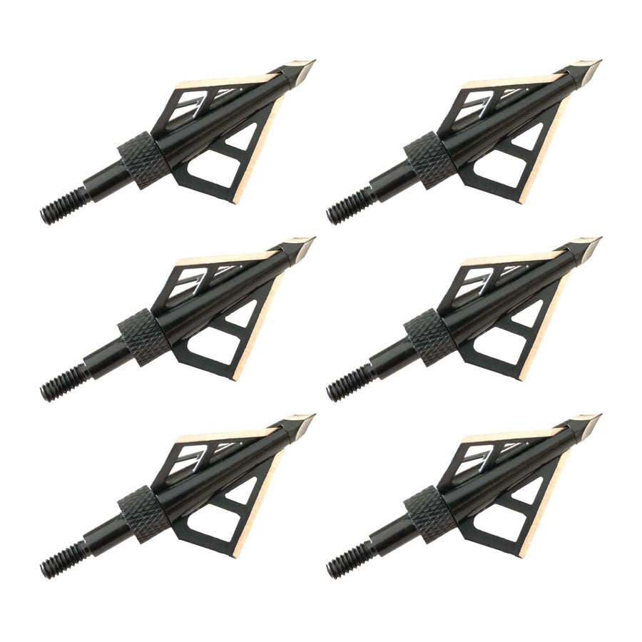HME Archery 100 Grain Hunting Stainless Steel 1 3/16 Inch Cutting Diameter Fixed Blade Broadhead, 6 Pack