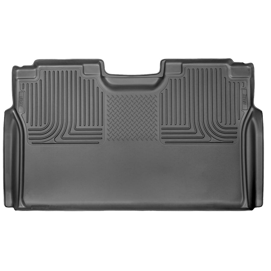 Weatherbeater Husky Liners Floor Mats | Fits 2015-2025 Ford F-150 (22-24 Lightning) SUPERCREW CAB; 2017-2025 F-250/F-350/F-450 SUPERCREW & SUPERCAB w/o FF Storage | 2nd Row, 1-pc Black - 19371