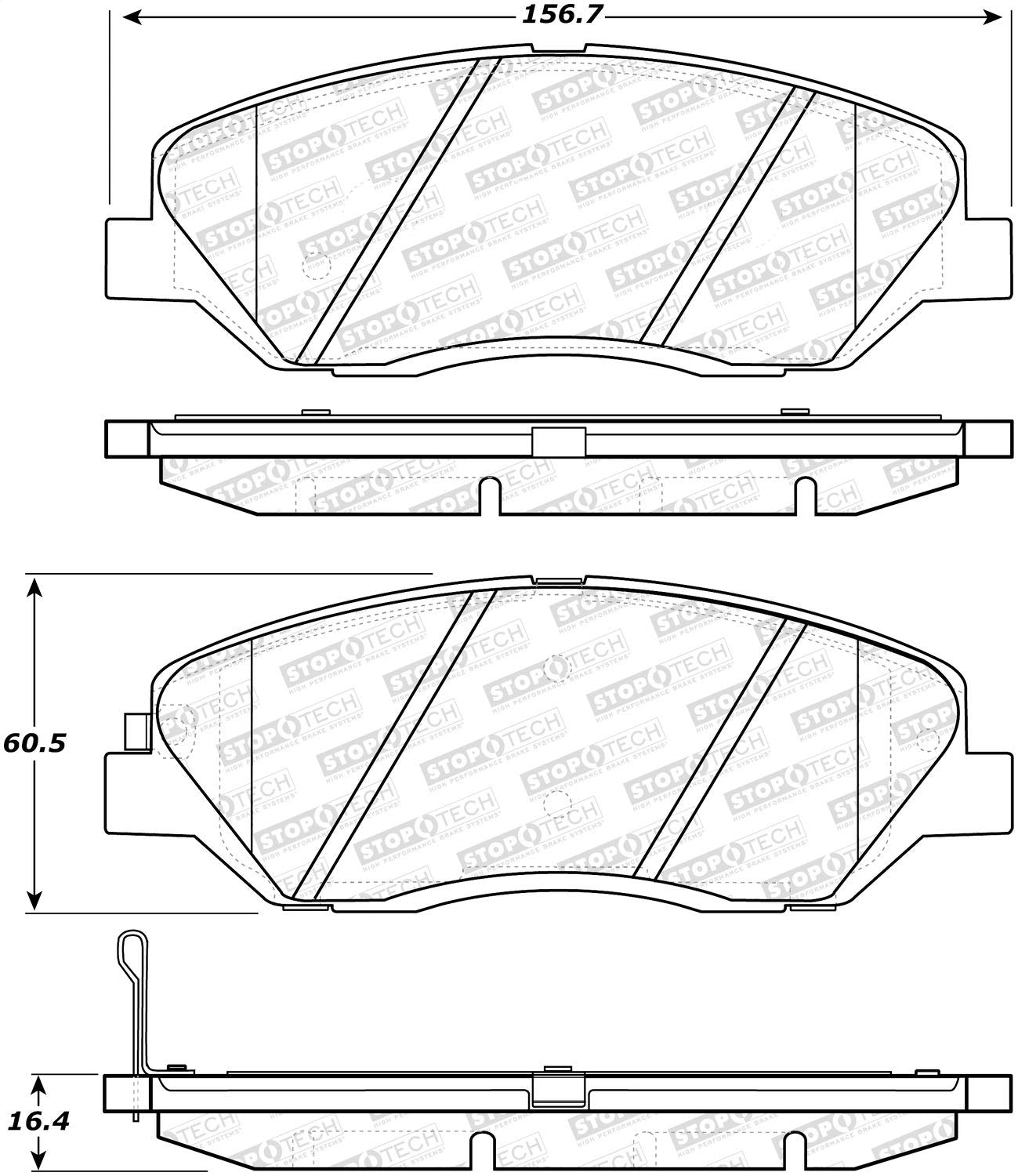 Front StopTech 308.12020 Brake Pads with Shims and Hardware Street