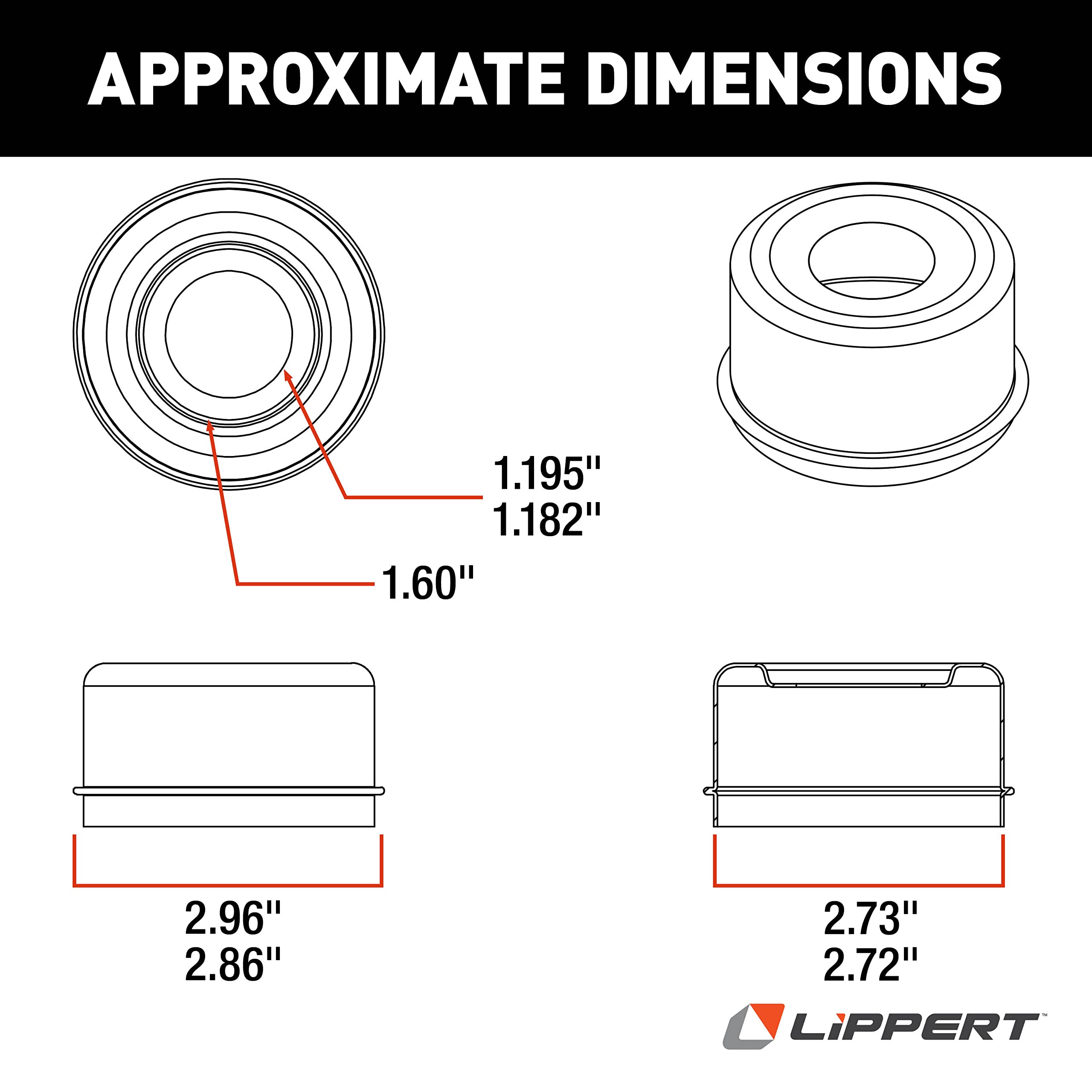 Lippert Super Lube Replacement Axle Hub Dust Cap for 7,000 to 8,000-lb. RV Trailer Axles, 2"-2.75" Bore, Protects Bearings, Grease and Other Inner Components - DC 275L